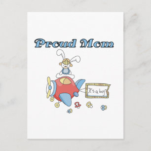 Proud Mom-Airplane It's a Boy tshirts and gifts Announcement Postcard