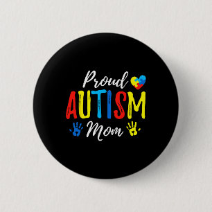 Proud Mom Autism Awareness Family Matching  2 Inch Round Button