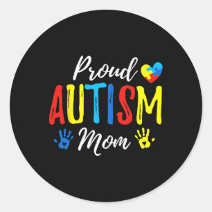 Proud Mom Autism Awareness Family Matching Classic Round Sticker
