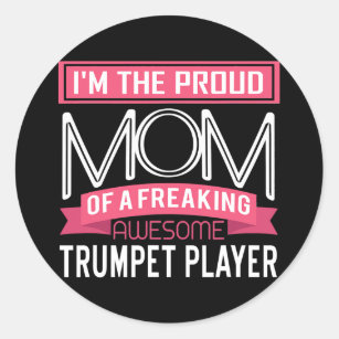 Proud Mom Awesome Trumpet Player Marching Band Classic Round Sticker