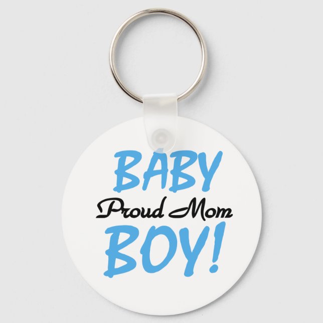 Proud Mom Baby Boy Tshirts and Gifts Keychain (Front)