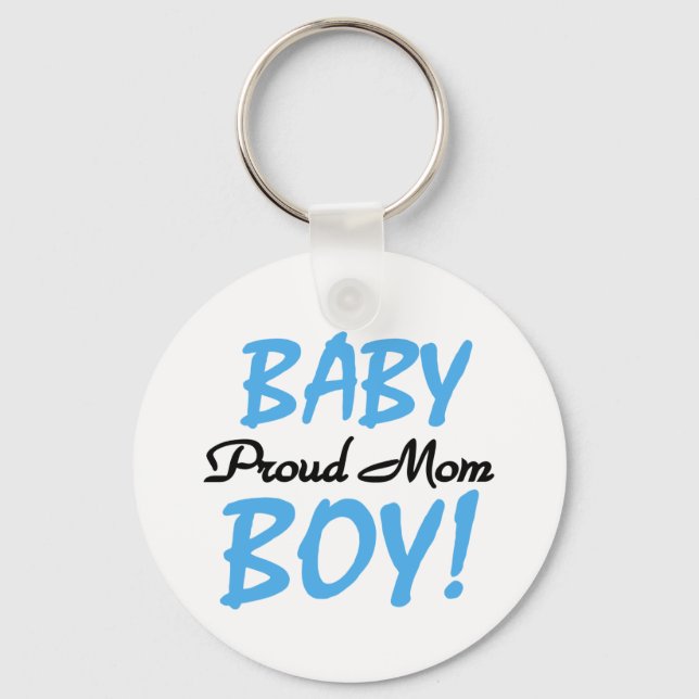 Proud Mom Baby Boy Tshirts and Gifts Keychain (Front)