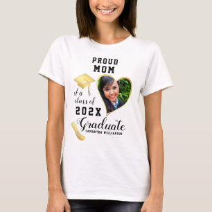 Proud Mom Class of 2025 Custom Photo Graduation T-Shirt