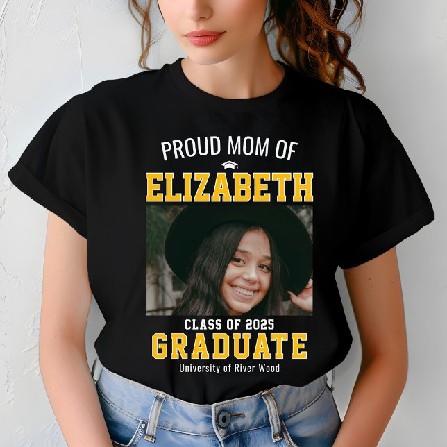Proud Mom Class of 2025 Graduate Parent Custom T-Shirt (Creator Uploaded)