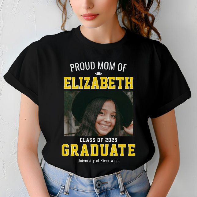 Proud Mom Class of 2025 Graduate Parent Custom T-Shirt (Creator Uploaded)