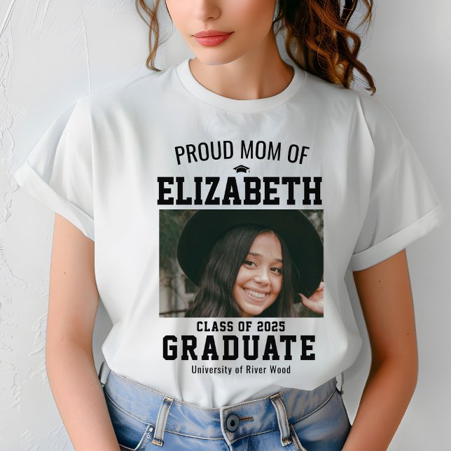 Proud Mom Class of 2025 Graduate Parent Custom T-Shirt (Creator Uploaded)
