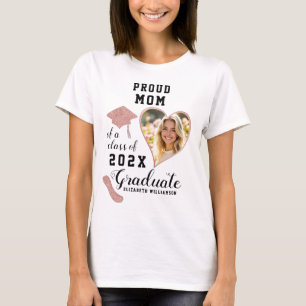Proud Mom Class of 2026 Graduate Custom Photo T-Shirt