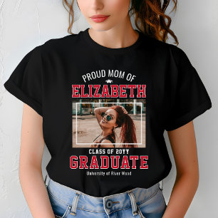 Proud Mom Class of 2026 Graduate Parent Custom Red T-Shirt