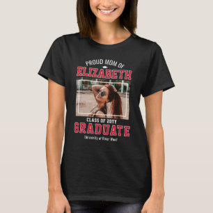 Proud Mom Custom Photo Year Graduate Parents Red T-Shirt