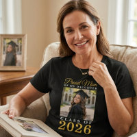 Proud Mom Daughter Black Gold Graduation Portrait