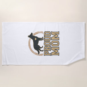 Proud Mom Dog Silhouette Vintage Vector Design_1 Beach Towel