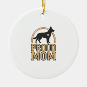 Proud Mom Dog Silhouette Vintage Vector Design_1 Ceramic Ornament