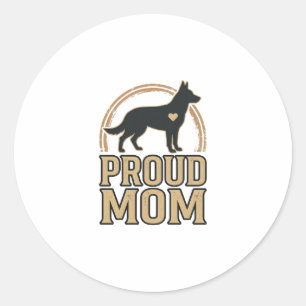 Proud Mom Dog Silhouette Vintage Vector Design_1 Classic Round Sticker