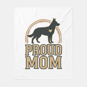 Proud Mom Dog Silhouette Vintage Vector Design_1 Fleece Blanket