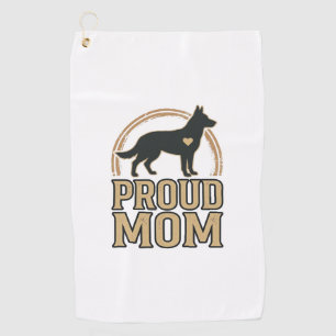 Proud Mom Dog Silhouette Vintage Vector Design_1 Golf Towel