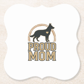 Proud Mom Dog Silhouette Vintage Vector Design_1 Paper Coaster