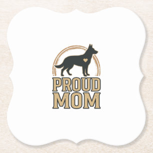 Proud Mom Dog Silhouette Vintage Vector Design_1 Paper Coaster