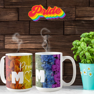 Proud Mom Gay Pride Rainbow Floral Flag Mug