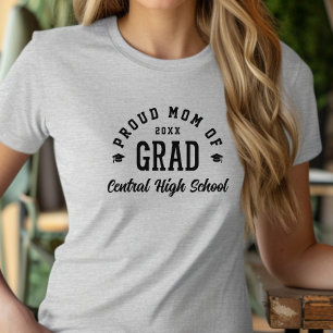 Proud Mom Grad Varsity Typography Graduation T-Shirt