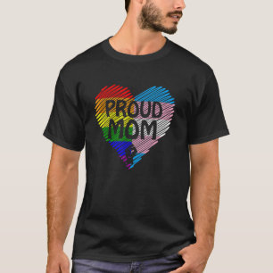 Proud Mom Lgbt With Rainbow And Transgender Flag H T-Shirt