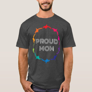 Proud Mom LGBTQ Gay Pride Awareness - White Black T-Shirt