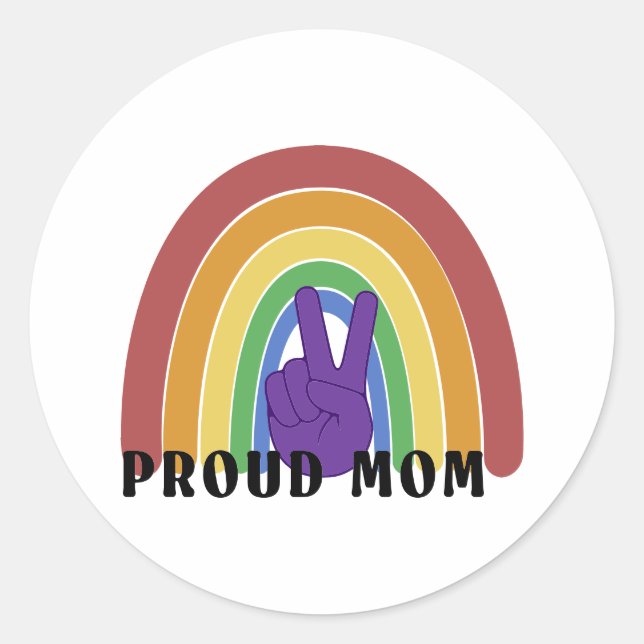 Proud Mom LGBTQ pride rainbow Classic Round Sticker (Front)