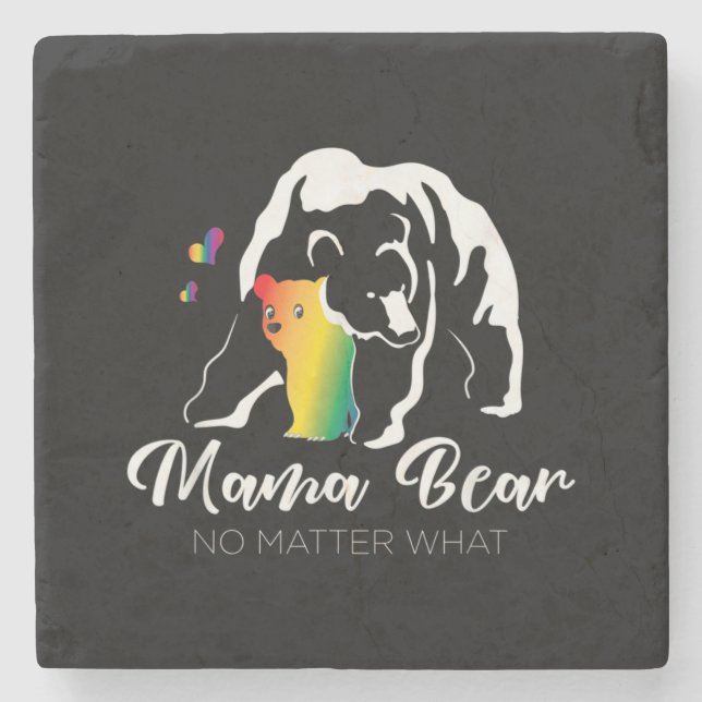 Proud Mom No Matter What LGBTQ LGBT Mom Pride Mama Stone Coaster (Front)