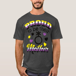 Proud Mom Non Binary Child LGBTQ Flag No Gender Pa T-Shirt