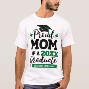 Proud Mom of 2023 graduate black green cap tassel  T-Shirt