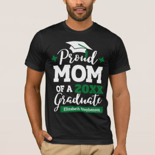 Proud Mom of 2023 graduate black green cap tassel T-Shirt