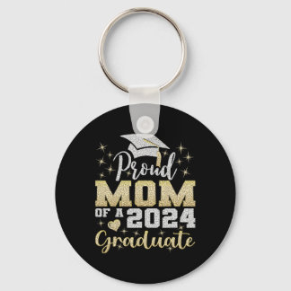 Proud Mom Of 2024 Graduate Awesome Family College  Keychain