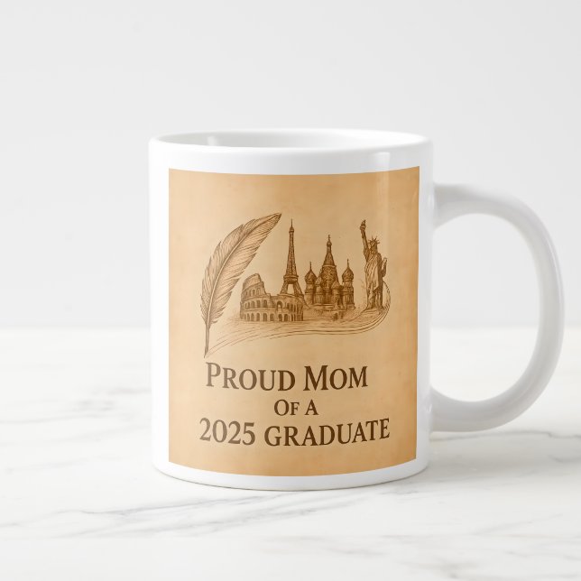 Proud Mom of 2025 History Grad – Landmark Art Large Coffee Mug (Right)