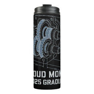 Proud Mom of 2025 ME Grad Gearbox Blueprint Thermal Tumbler