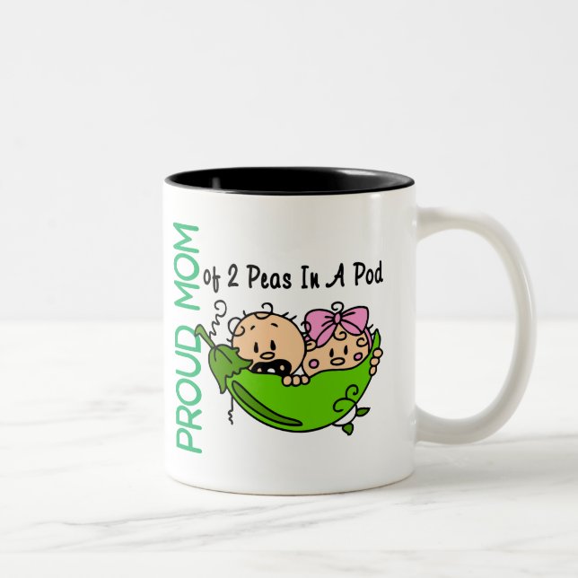 Proud Mom Of 2 Peas In A Pod VERSION 3 Two-Tone Coffee Mug (Right)