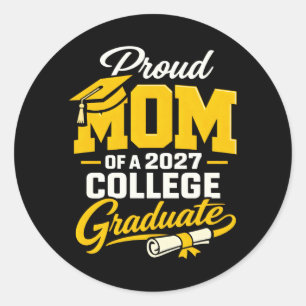 Proud Mom Of A 2027 Graduate Senior Graduation Classic Round Sticker