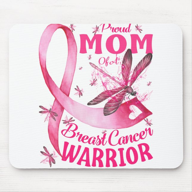 Proud Mom Of A Breast Cancer Warrior Awareness Mouse Pad (Front)