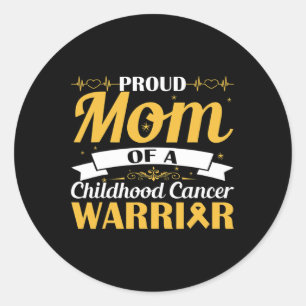 Proud Mom Of A Childhood Cancer Warrior Awareness Classic Round Sticker