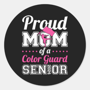 Proud Mom Of A Color Guard Senior 2024 Classic Round Sticker
