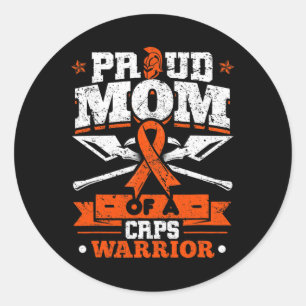 Proud Mom Of A Crps Warrior Month Orange Ribbon Classic Round Sticker