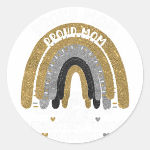 Proud Mom Of A Elementary School Graduate Rainbow Classic Round Sticker