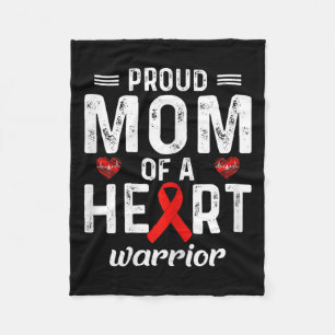Proud Mom Of A Heart Warrior Heart Disease Family Fleece Blanket