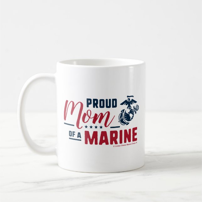 Proud Mom of a Marine - Colour Coffee Mug (Left)