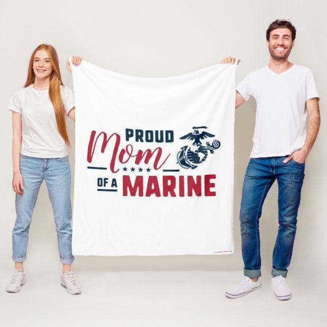 Proud Mom of a Marine - Colour Fleece Blanket (In Situ)