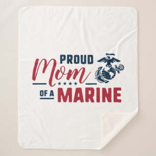 Proud Mom of a Marine - Colour Sherpa Blanket