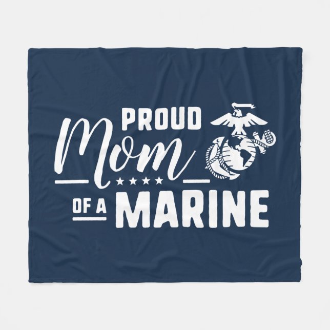 Proud Mom of a Marine Fleece Blanket (Front (Horizontal))