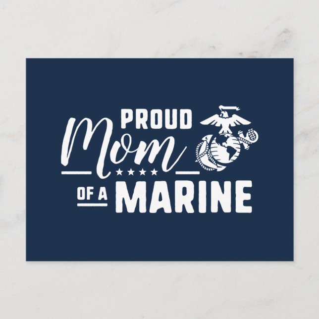 Proud Mom of a Marine Holiday Postcard (Front)