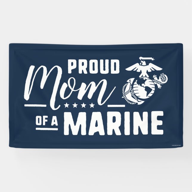 Proud Mom of a Marine - White Banner (Horizontal)