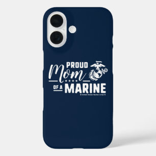 Proud Mom of a Marine - White iPhone 16 Case