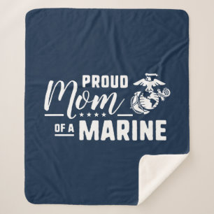Proud Mom of a Marine - White Sherpa Blanket