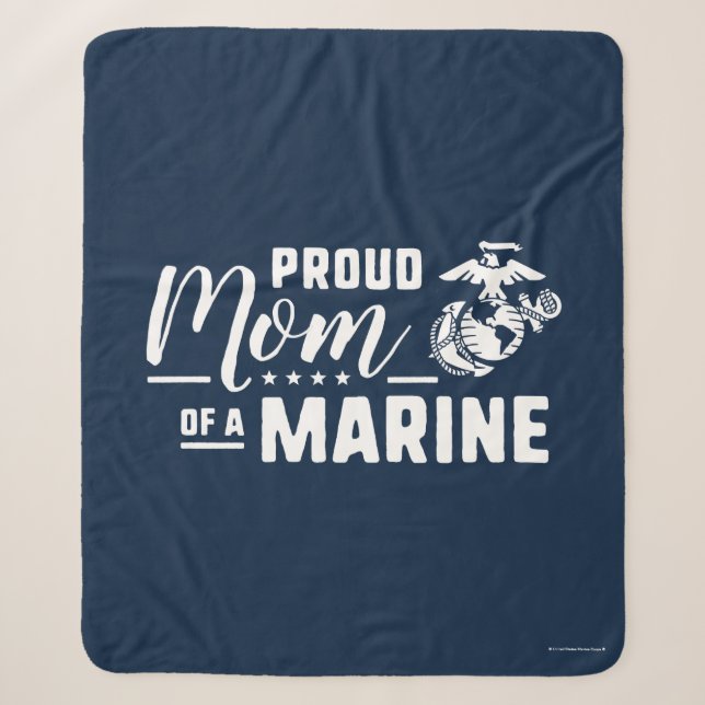 Proud Mom of a Marine - White Sherpa Blanket (Front)
